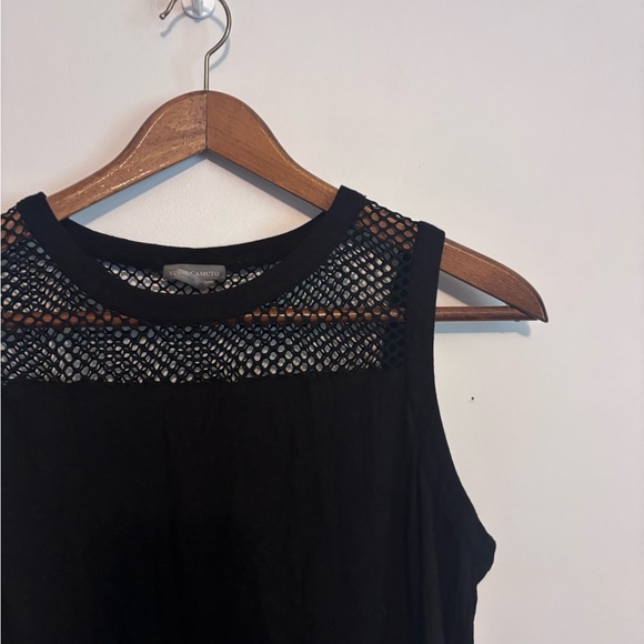 Vince Camuto Black Fishnet Style Mesh Casual Sleeveless Tank Top - Picture 5 of 8